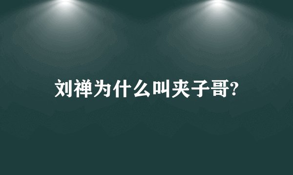 刘禅为什么叫夹子哥?