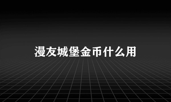 漫友城堡金币什么用
