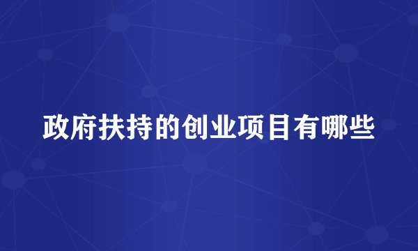 政府扶持的创业项目有哪些