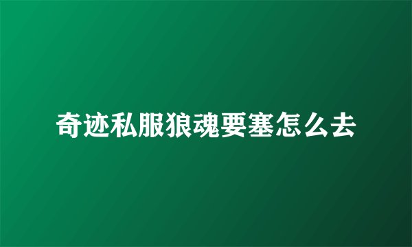 奇迹私服狼魂要塞怎么去