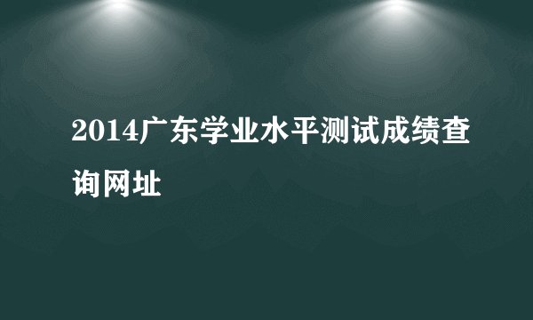 2014广东学业水平测试成绩查询网址