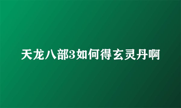 天龙八部3如何得玄灵丹啊