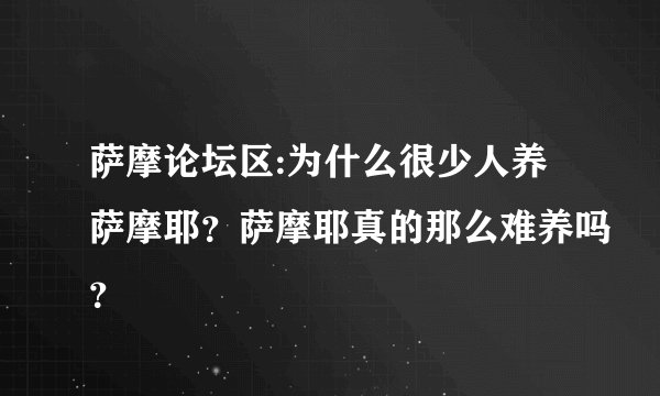 萨摩论坛区:为什么很少人养萨摩耶？萨摩耶真的那么难养吗？