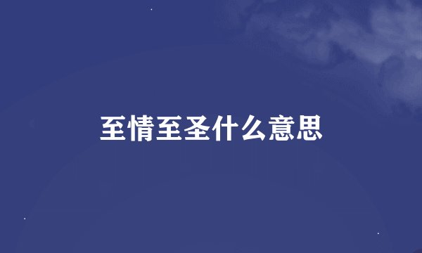 至情至圣什么意思
