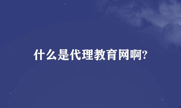 什么是代理教育网啊?