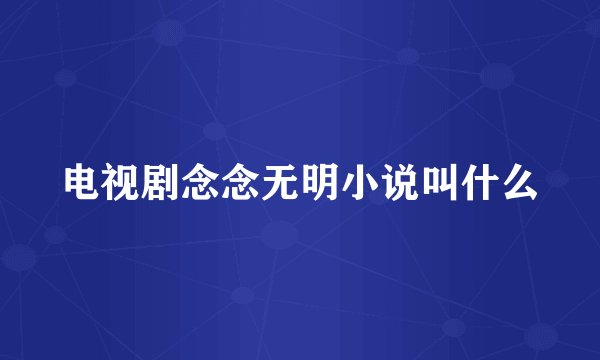 电视剧念念无明小说叫什么