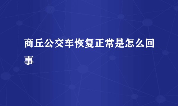 商丘公交车恢复正常是怎么回事