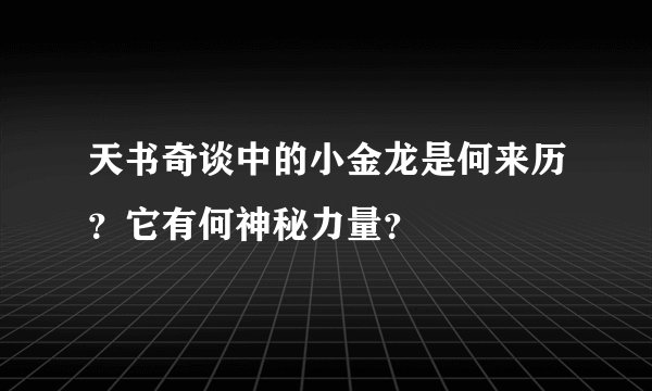 天书奇谈中的小金龙是何来历？它有何神秘力量？