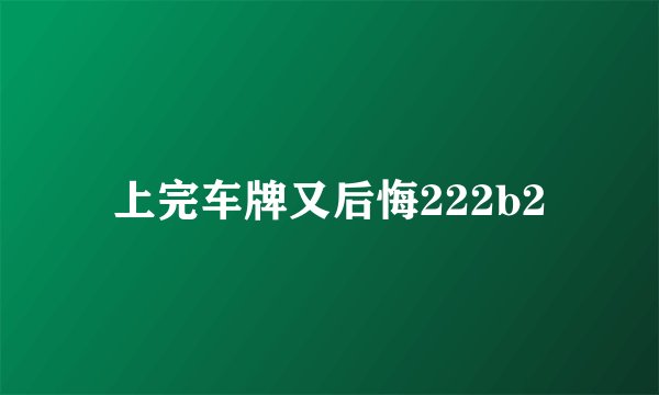 上完车牌又后悔222b2