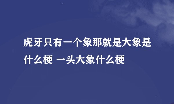 虎牙只有一个象那就是大象是什么梗 一头大象什么梗