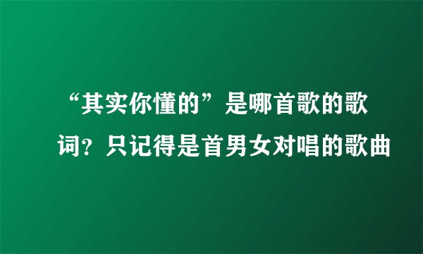 “其实你懂的”是哪首歌的歌词？只记得是首男女对唱的歌曲