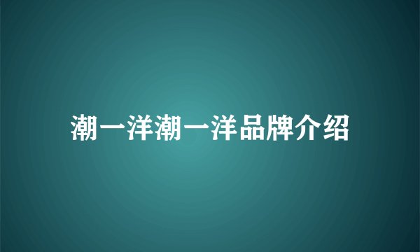 潮一洋潮一洋品牌介绍