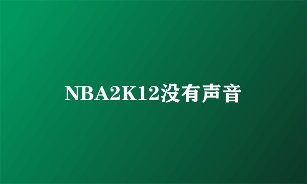 NBA2K12没有声音