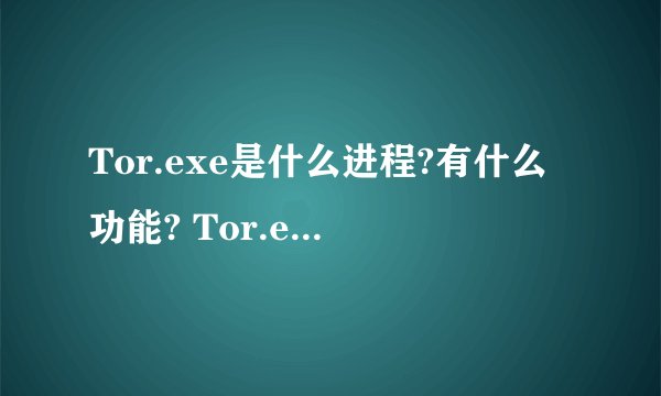 Tor.exe是什么进程?有什么功能? Tor.exe程序文件及功能介绍