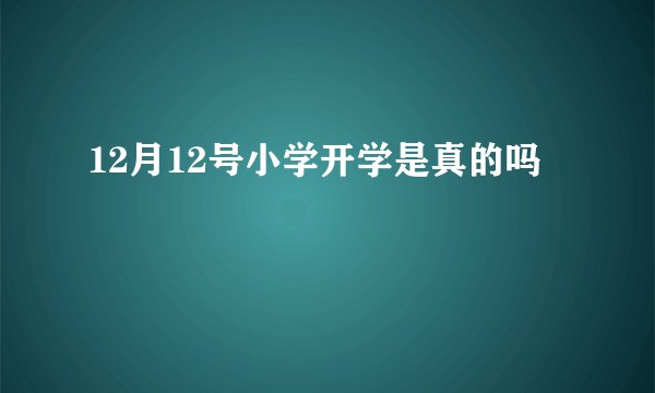 12月12号小学开学是真的吗