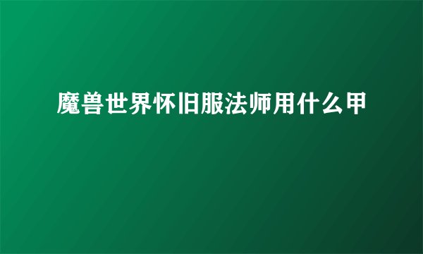 魔兽世界怀旧服法师用什么甲
