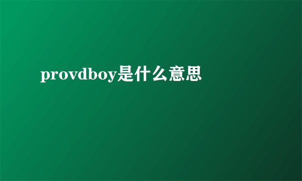 provdboy是什么意思