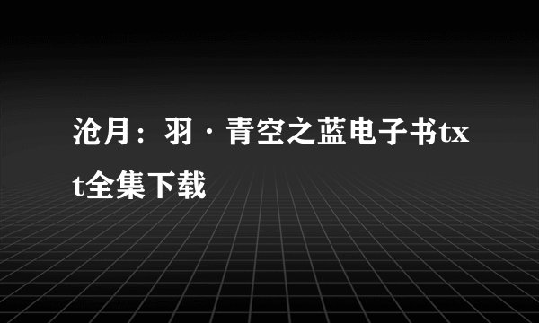 沧月：羽·青空之蓝电子书txt全集下载