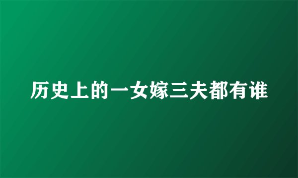 历史上的一女嫁三夫都有谁