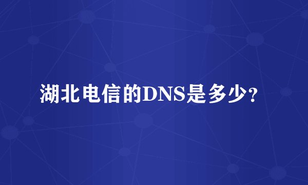 湖北电信的DNS是多少？