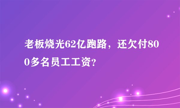老板烧光62亿跑路，还欠付800多名员工工资？