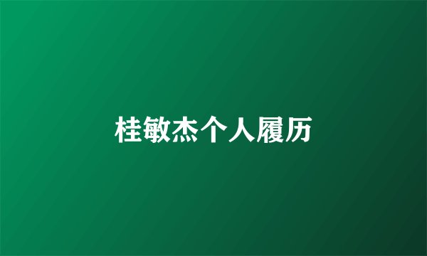 桂敏杰个人履历
