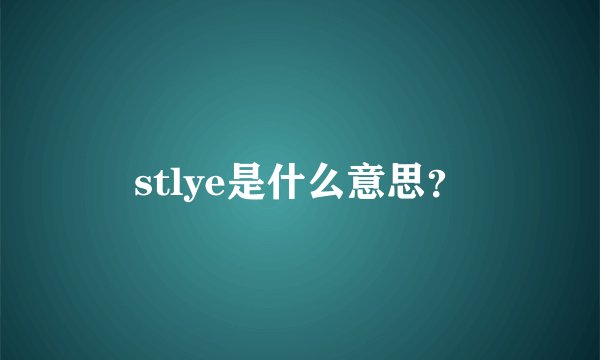 stlye是什么意思？