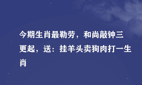 今期生肖最勒劳，和尚敲钟三更起，送：挂羊头卖狗肉打一生肖