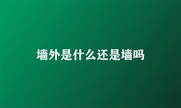 墙外是什么还是墙吗