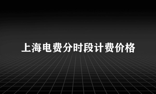 上海电费分时段计费价格