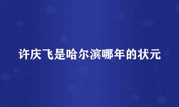 许庆飞是哈尔滨哪年的状元