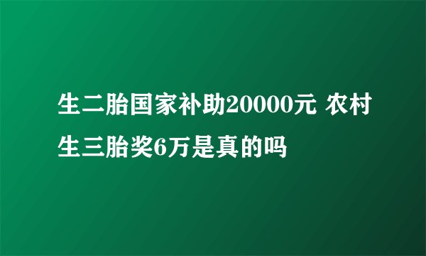生二胎国家补助20000元 农村生三胎奖6万是真的吗