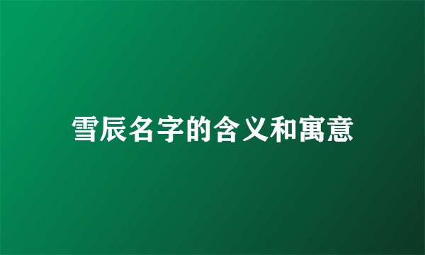 雪辰名字的含义和寓意