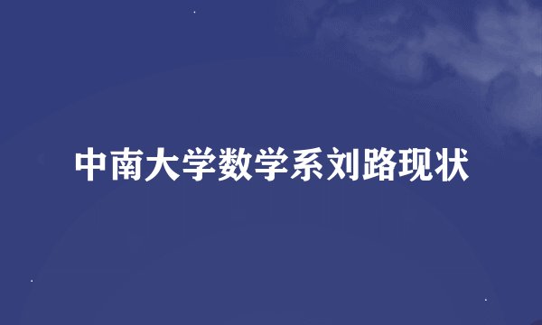 中南大学数学系刘路现状