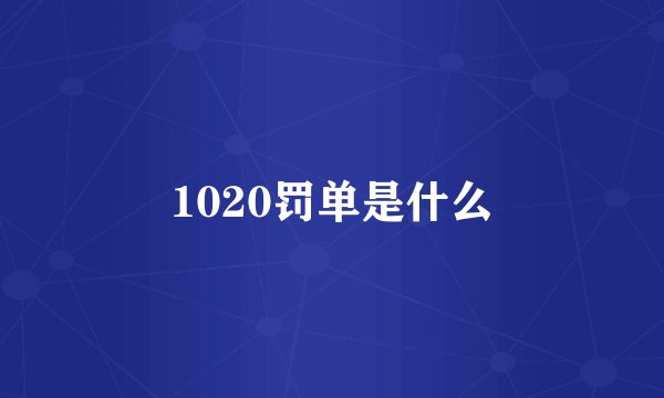 1020罚单是什么