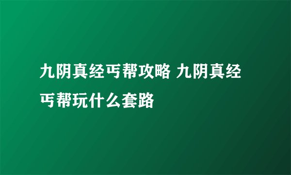 九阴真经丐帮攻略 九阴真经丐帮玩什么套路