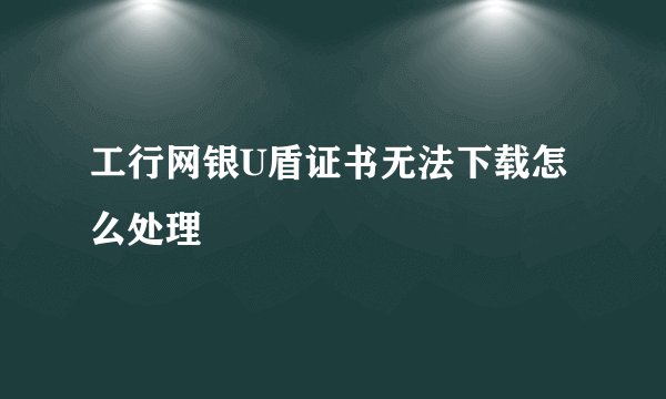 工行网银U盾证书无法下载怎么处理