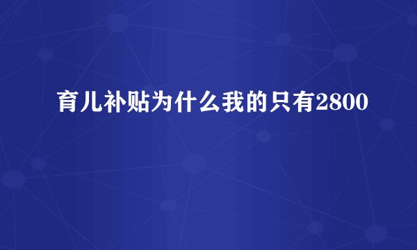育儿补贴为什么我的只有2800