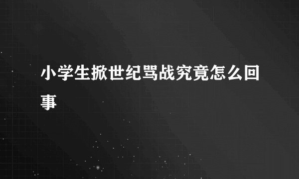 小学生掀世纪骂战究竟怎么回事