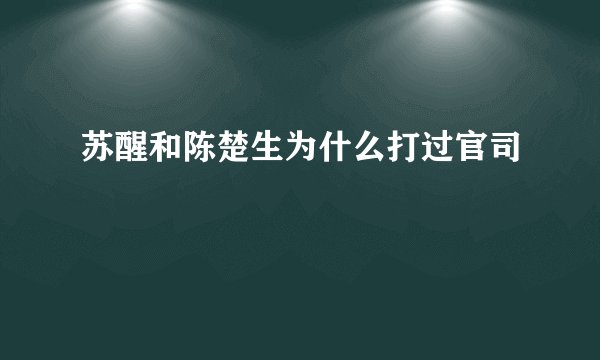 苏醒和陈楚生为什么打过官司