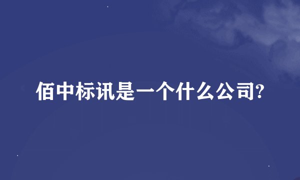 佰中标讯是一个什么公司?