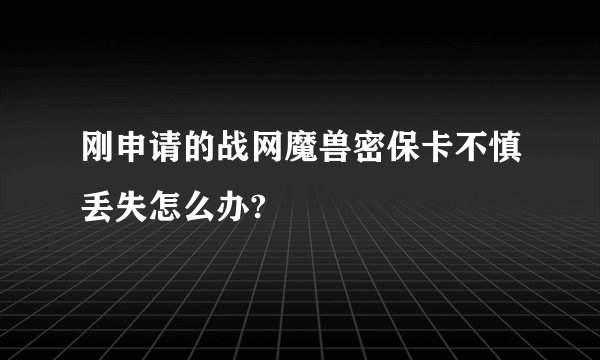刚申请的战网魔兽密保卡不慎丢失怎么办?
