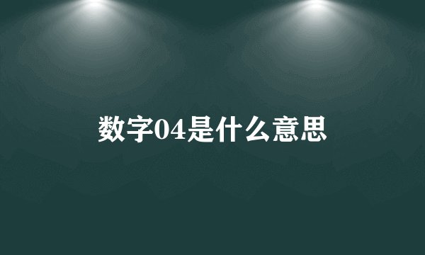 数字04是什么意思