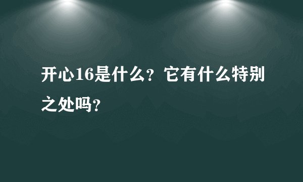 开心16是什么？它有什么特别之处吗？