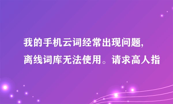 我的手机云词经常出现问题,离线词库无法使用。请求高人指