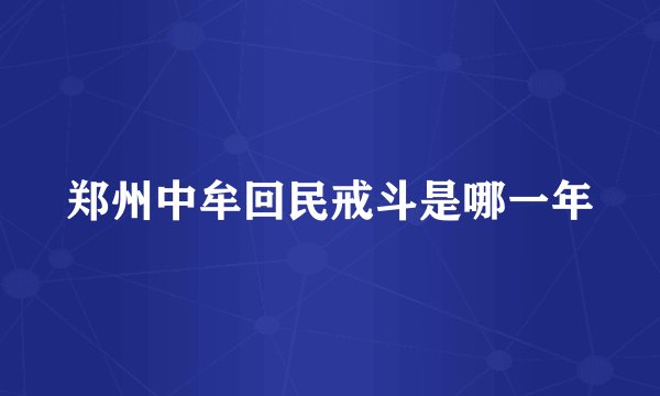郑州中牟回民戒斗是哪一年