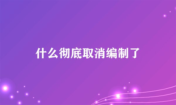 什么彻底取消编制了