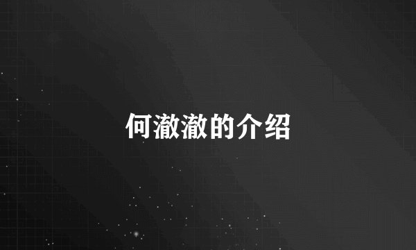 何澈澈的介绍