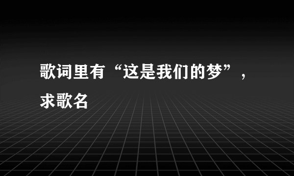 歌词里有“这是我们的梦”，求歌名
