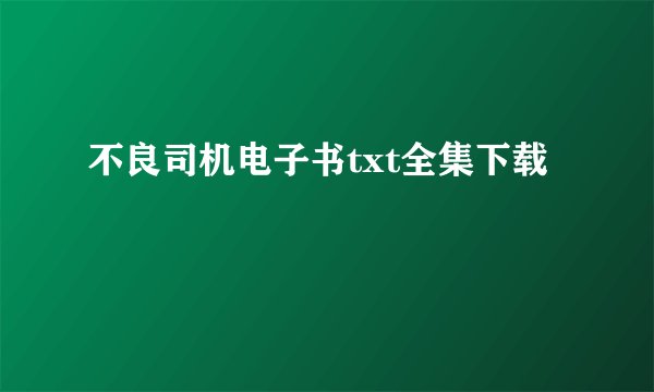 不良司机电子书txt全集下载